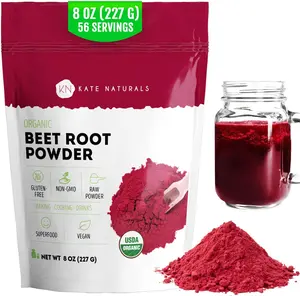 NEW 2026! Kate Naturals Organic Beet Root Powder for Smoothies, Baking & Juice. Raw Beetroot Superfood & Natural Red Food Coloring (8oz, Non-GMO, Earthy Flavor)