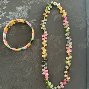 Amy&Jo Tourmaline necklace and bracelet.Natural gemstone handmade