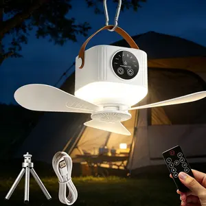 Rechargeable Hanging Tent Fans, Portable Ceiling Fans with Remote Timer, 4 Speeds and 3 Brightness Levels, for Camping, Travel, and Fishing—Holiday Gift Exchange