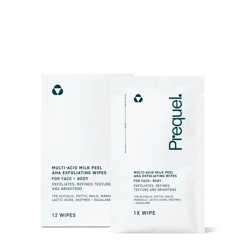 Derm-Approved AHA Exfoliating Wipes - Multi-Acid Milk Peel Wipes - For Smoother, Brighter Skin - 12 count