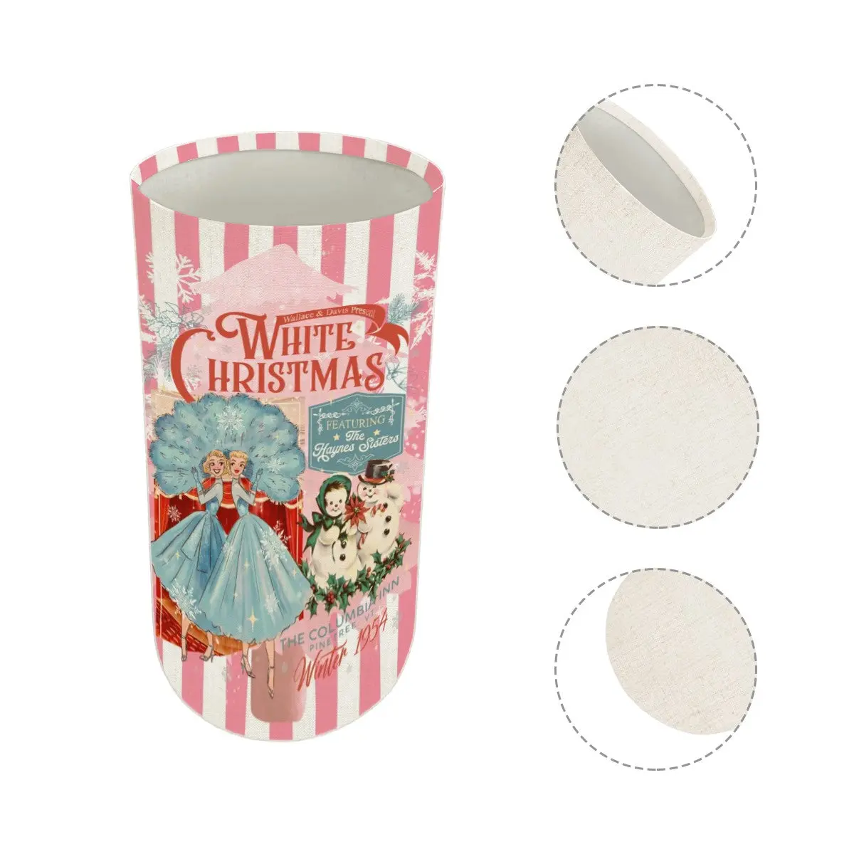 Wallace and Davis Kitschy Christmas, Pink White Striped Lamp Shade ONLY - For Slim Floor Lamps Only