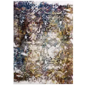 Success Jayla Transitional Distressed Vintage Floral Moroccan Trellis 4x6 Area Rug in Multicolored