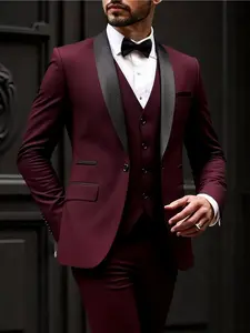Elegant Men'S 3pcs Suit - Slim Fit Tuxedo Set for Weddings & Formal Occasions, Black Suit with White Shirt & Pants, Perfect for Office Meetings and Elegant Events, Formal Attire|Slim Fit Suit|Durable Wedding Wea, Dub Prom Suit