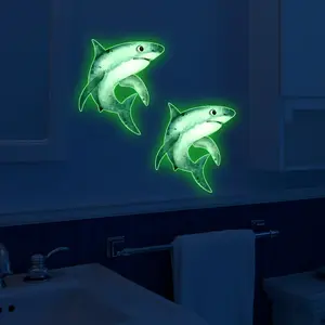 A new hand-painted shark luminous toilet sticker (20*30cm) for bathroom decoration background luminous wall sticker (YCG18000-KL)