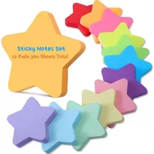 12 Pcs Self-Adhesive Sticky Notes, Bright Colorful Creative Notepads, Cute Shapes, High Adhesion, 12 Colors, Office Supplies School Home Use, High Adhesive Stickers