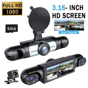 4 Channel  Car Dash Cam,1080P Car DVR with 64GB Memory Card,Plug and Play （Not wireless）Car Video Surveillance with Night Vision，24/7Parking Mode Car DVR Hd Screen Front Rear Left And Right dashcam