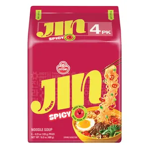 OTOKI Jin Ramen Spicy Flavor, Authentic Korean Instant Noodles, Savory & Rich Gourmet Ramen 4.23oz x 4 Pack