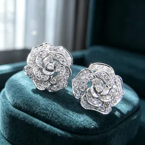 Romantic Dainty CZ Flower Stud Earrings| Minimalist Anniversary Jewelry| Perfect Bridal & Gift Jewelry