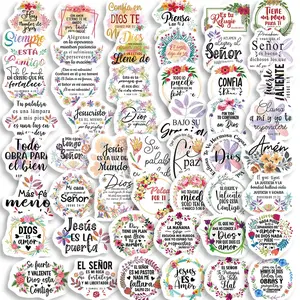 God Is Love! 50 High-Quality Spanish Bible Quote Self Adhesive Stickers, Healing Floral Faith Quotes, Must-Have for Bible Journaling, Adhesive Decals