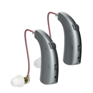 A SET Adult OTC Hearing Aids Rechargeable with Digital Display Charging Case - Behind the Ear Hearing Amplifier, Volume Control, Type-C,