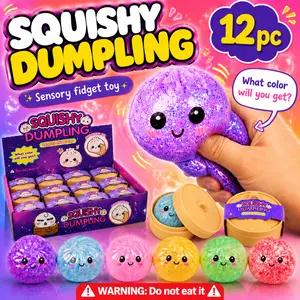 12 Psc Per Box Glitter Dumpling Squishy - Random Glitter Dumpling Box, Dumplings Squishy Toy, More Surprises (Random) Stress Glutinous