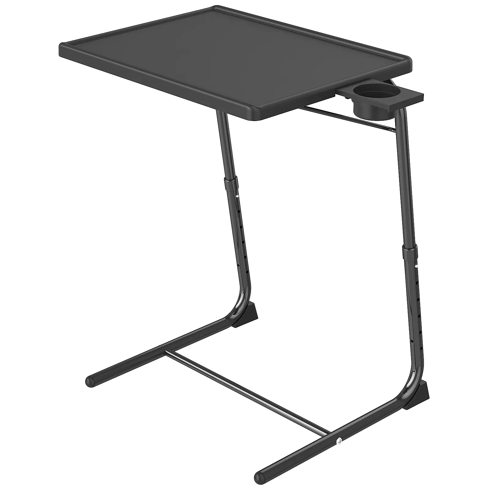 Folding Computer Table, Adjustable Dinner Table for Eating on Sofa with Cup Holder, Folding Desk with 6 Height & 3 Tilt Angle Adjustments, Comfortable Laptop Stand for Bed & Sofa