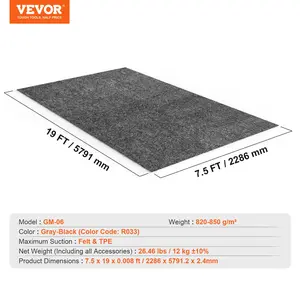 VEVOR Garage Floor Mat, TikTokShopBlackFriday, 7.6'x19' Waterproof Protection from Water,Snow, Rain,Mud and Oil for Cars, Non-slip Heavy Duty Containment Mat with TPE Anti-Leak Backing & Easy to Clean & Cuttable