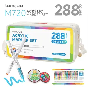 Languo 288 Color Pro Marker Pen Set, Large Capacity Ink Refills, Soft Tip Acrylic Drawing Markers for Drawing & Writing, DIY Art Supplies