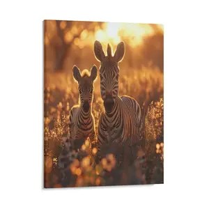 Wild Zebras Posters Wall Art Prints Animals Theme Cute Zebra Cub Picture Canvas Posters Home Wall Art Family Bedroom Office Decor Aesthetic Festival Gift