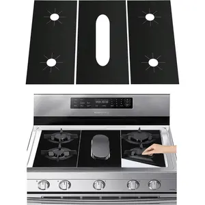 1/3Pcs/Set Gas Stove Burner Covers, Gas Stove Protectors, Non-Stick And Reusable Stove Burner Liners, Easy Clean Stovetop Protector Liners, Heat Resistant And Cuttable, Keeps Your Gas Hob Clean From Spills And Grease, Durable And Thick Material.