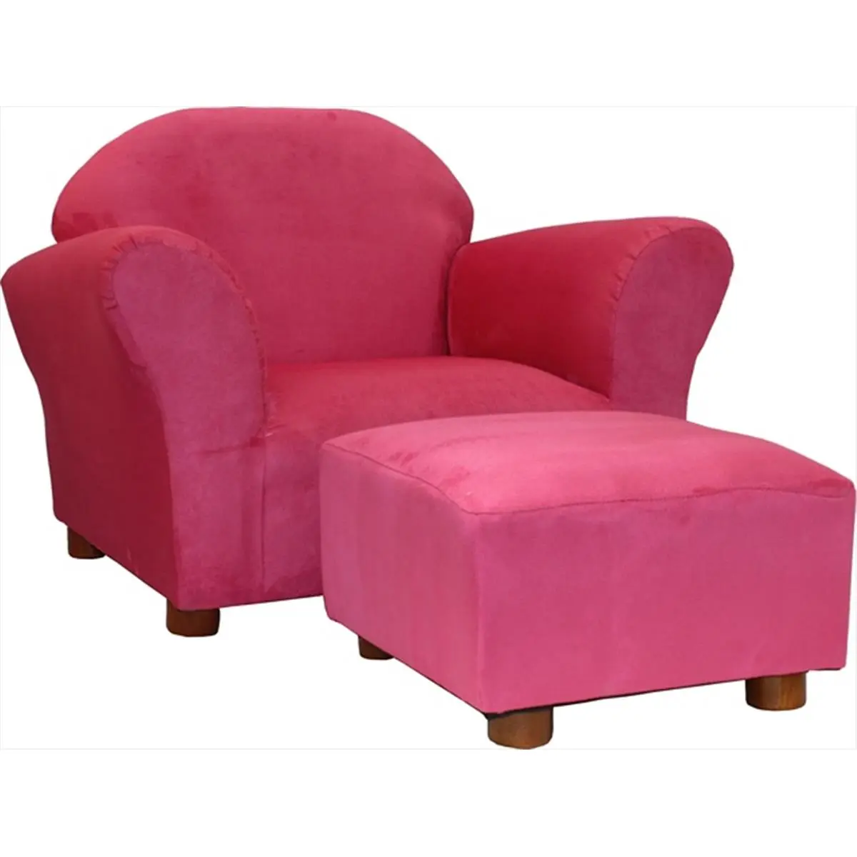 212 MAIN CR33 Handmade Modern Upholstered Fabric Lounge Chair - Microsuede Hot Pink Round Chair with Ottoman for Yoga & Pilates Leisure Use, Modern Upholstered Chair