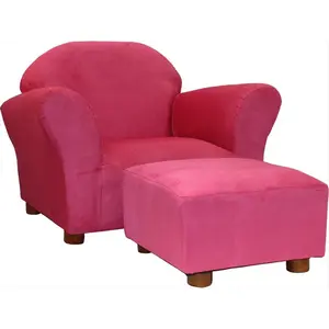 212 MAIN CR33 Handmade Modern Upholstered Fabric Lounge Chair - Microsuede Hot Pink Round Chair with Ottoman for Yoga & Pilates Leisure Use, Modern Upholstered Chair