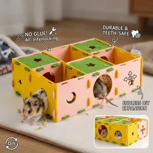 Multi-Room Hamster House Maze, Hamster Cage Habitat, Fun Rodent Tunnel Toy, Puzzle Hideout & Exploration Play, Ideal for Hamsters, Gerbils, Mice