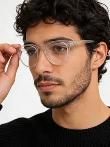 Unisex Large Frame Fashion Glasses, PC Material, Anti-Blue Light Transparent Lenses, Indoor Computer Reading Gaming TV Phone Use, Outdoor Summer Vacation Beach Party