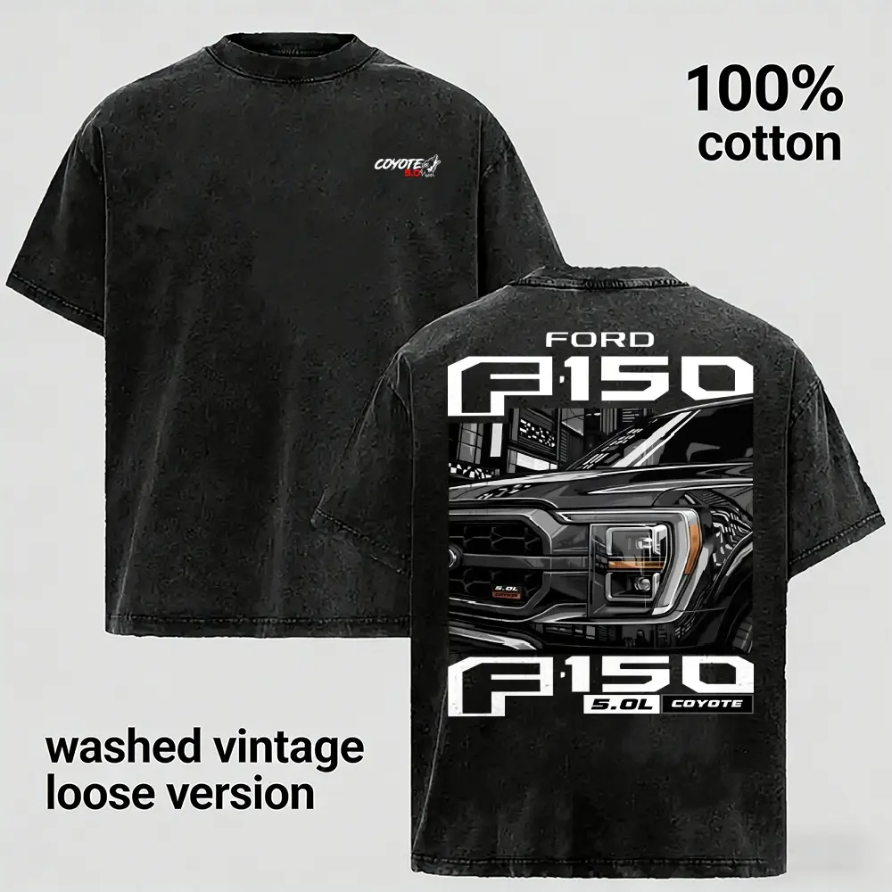 Men’s Vintage Washed V8 Pickup Truck Graphic T-Shirt 100% Cotton Oversized Streetwear Tee, Retro American Muscle Truck Shirt, Heavyweight Blacked-Out Pickup Graphic Top, Soft Breathable Car Enthusiast Gift for Truck Lovers