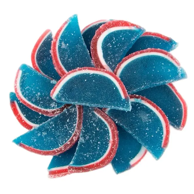 Boston Fruit Slices Blue Raspberry Flavor Sugar Sanded Jelly Fruit Slices Bite  Chewy Bonbon Sweet- Bulk Candy candied fruits food snacks Gummy Treats Fruitgummies