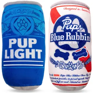 Pup Light and Pups Blue Rubbin - Beer Dog Toys - Funny Dog Toys - Plush Squeaky Cute Dog Gifts for Dog Birthday - Cool Stuffed Parody Dog Toys (2 Pack) (Mix)