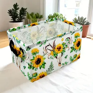 Flower-shaped Rectangular Boy and Girl Gift Basket Laundry Storage Box Fabric Organizing Box Nursery Clothes Gift Basket with Handle, Shelf Basket