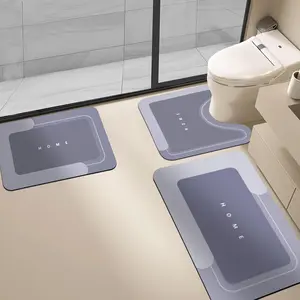 3PCS Absorbent Bath Mat Magic Rug Sets, Quick Drying Bath Mat Non-Slip Floor Rug Rubber Backed for Bathroom Kitchen Shower Sink (16.9''x23.6''+19.7''x23.6''+19.7''x31.9'', Blue)