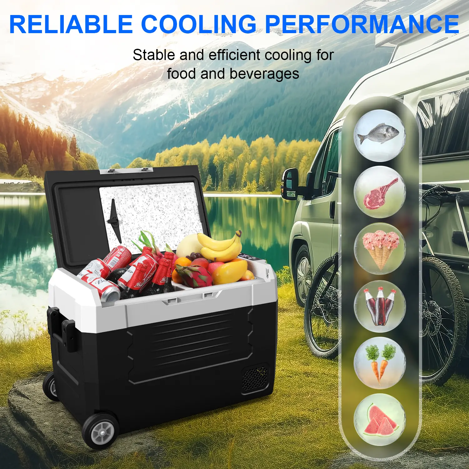 Car Refrigerator Compressor Fridge Portable Cooler RV 47 Quart a Volt 12 Freezer, Trip Freezer Camping Road Portable RV/SUV Cooler
