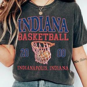 Indiana Game Day Shirt, Vintage Basketball Graphic Tee, Fan Outfit, Sporty Aesthetic T-Shirt, Gift for Basketball Fans.