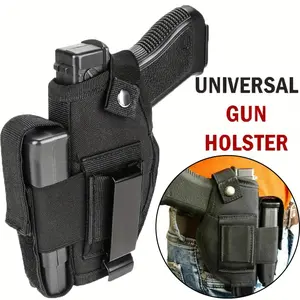 Concealed Carry Holster for IWB/OWB, Ambidextrous, with Single Magazine Pouch, Nylon, Black, Medium Size, Concealed Belt, Concealed Carry