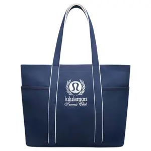 Lululemon Daily Tennis Club 20L Tote Bag for Men and Women – Stylish Multi-Pocket Cotton-Blend Canvas Handbag in Navy