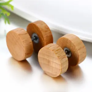 Men Earrings Stud 8/10mm/12mm Wood Dumbbell Barbell Earrings Double Sided Women Earring Body Piercing Boucle D'oreille