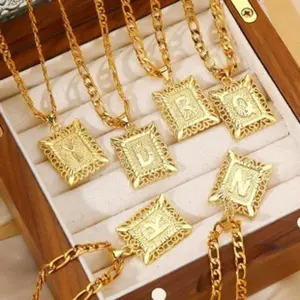 26 Letters A-Z Personalized Initial Pendant Necklace 50cm NK Chain Unisex