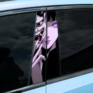 2PCS Mask Girl Car Stickers, Waterproof and Sunproof Vinyl Decals for Car Centre Pillar Decoration, Vehicle Exterior Decoration, Cover Scratches, for Halloween Gifts