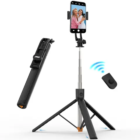 Phone Tripod & Selfie Stick with Remote, Tripod for Phone, Bluetooth Selfie Tripod for iPhone & Android, Travel & Vlogging