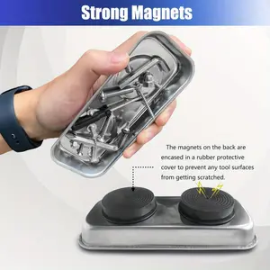 Magnetic Tray Holder, Made of Stainless Steel with Strong Magnet, Hardware Accessories Storage Plate, Suitable for Mechanics and Automotive Magnetic Trays