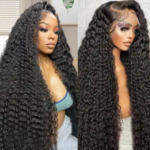 YTSOQ Deep Wave Human Hair Lace Front Wig, 13x6 HD Transparent Lace, 180%/200%/210% Density, Adjustable Wig Cap, Heat Resistant, With Baby Hair, Wet And Wave Style For Black Women, Deep Wave Wig