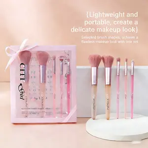 5Pcs Soft Synthetic Bristles Makeup Brush Set with PVC Storage Case, Superior Powder Pickup, Non-Slip Rubberized Handle for Comfortable Grip