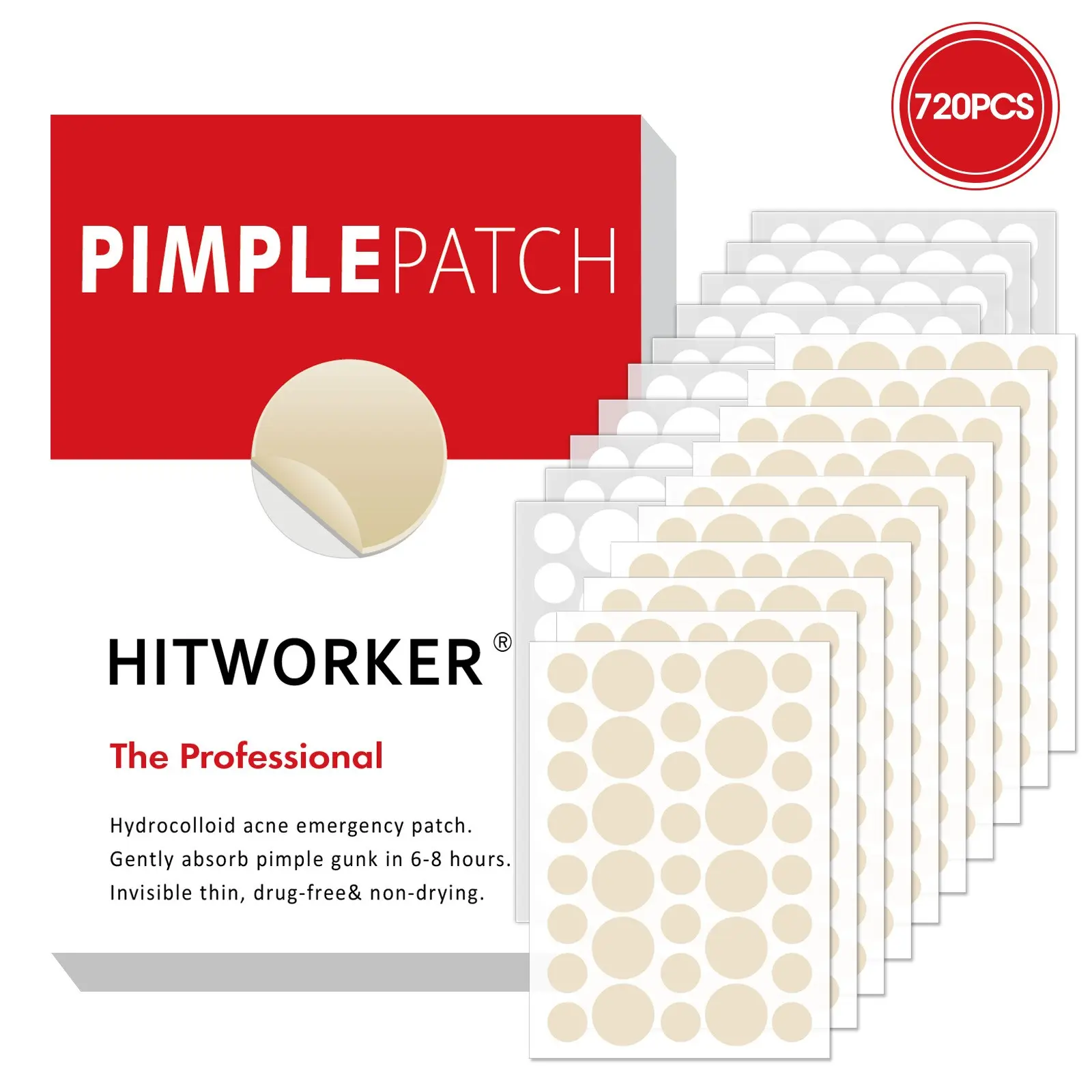 720 Pcs Hydrocolloid Pimple Patches, Acne Spot Patches, Skin Tone Invisible Blemish Covers, Effective Acne Treatment, Discreet Design, Long-Lasting Coverage