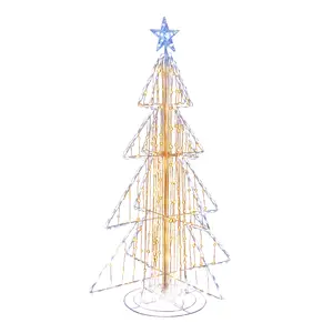 COSTWAY - 5 Feet Animated Christmas Tree with Warm and Cold LED Lights