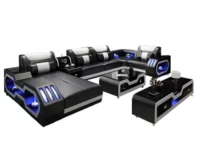 Artia Modern Leather Sectional with Console