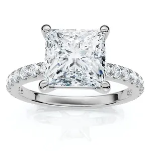 Certified 2 1/3Ct Princess Cut Diamond Engagement Ring 14k Gold or Pt Lab Grown