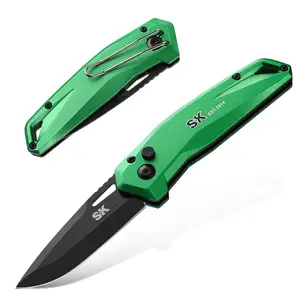 #JumpstartSale SK Folding Pocket Knife, Premium D2 Steel Blade, Aluminum Handle with Wire Belt Clip