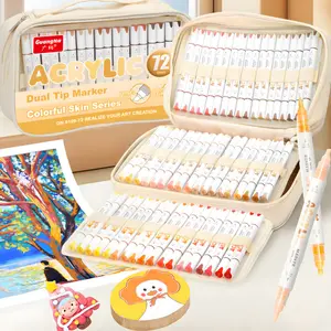 Acrylic Paint Pens Dual Tip Brush & Chisel Tip,Acrylic Paint Markers Automatic Ink Control,for Rock Painting,Ceramic,Wood, Canvas,Glass, Stone,Fabric,Card Making,DIY & Art Supplies