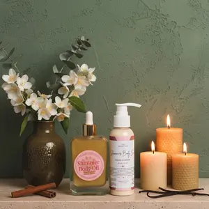 Cocoa Moringa Shimmer Hydration Duo | Shimmer Body Oil & Silk Cream Duo | Cocoa Moringa Scent | Fast Absorbing Glow Set