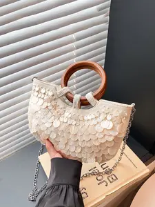 Women's Fashion Minimalist Casual Luxury Versatile Elegant Handbag Shoulder Bag Sling Bag Crossbody Purse with Chain Strap and Acrylic Panel Design Perfect for Daily Commutes, Travel, Gifting, Dates, and Everyday Use Essential for Every Woman