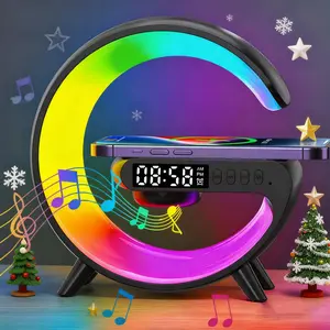VIKEFON Wireless Speaker, USB Powered RGB Night Light Speaker with Alarm Function, Multifunctional Desktop Speaker for iPhone Samsung Xiaomi Huawei