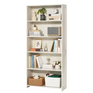 VEVOR 5 Tiers Wide Bookshelf,  68 in Wooden Open Bookcase with Display Storage Organizer Shelf, Freestanding Tall Display Floor Bookcase Bookshelf for Library, Bedroom, Living Room, Office, White